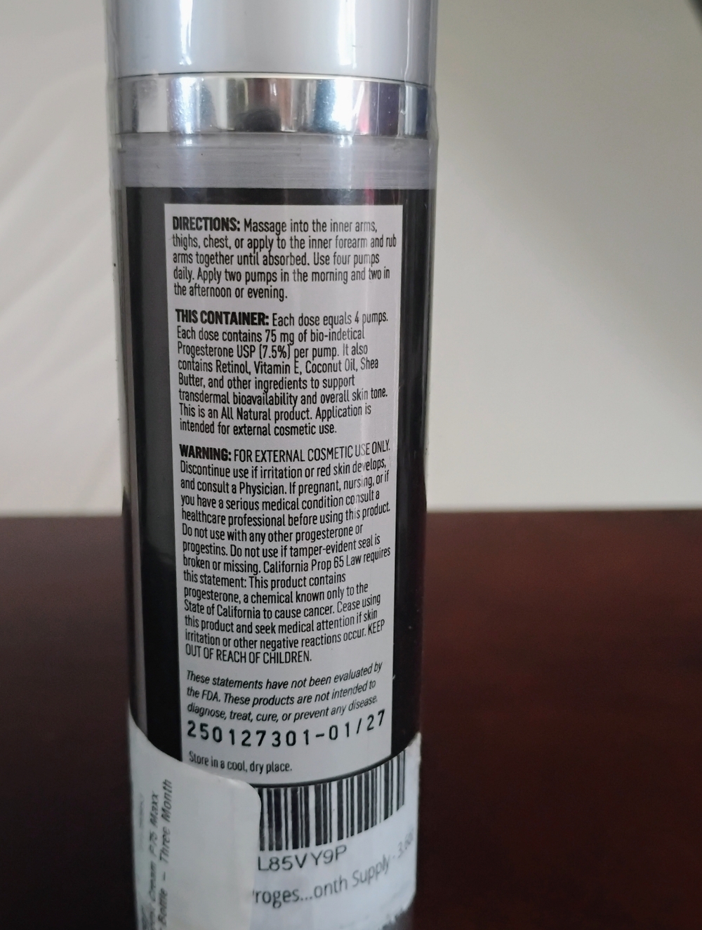 P75 Maxx Natural Cosmetic Cream - Silver & Black Pump Bottle 3.6 oz - Picture 2 of 3